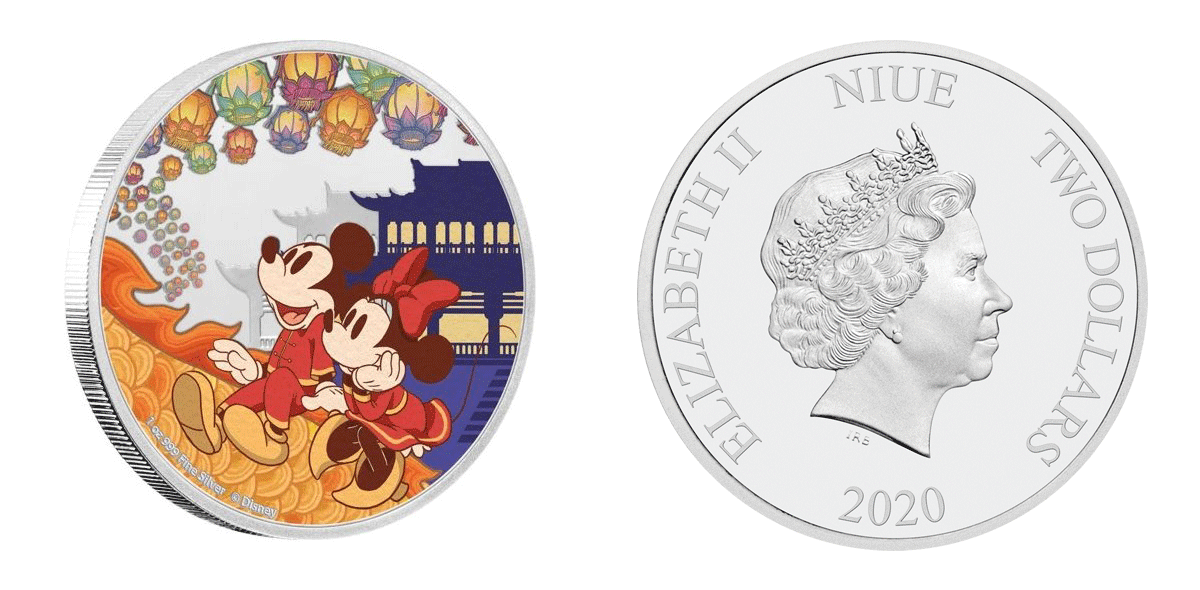 ディズニー：子年「喜」 2ドル銀貨（ニウエ）
